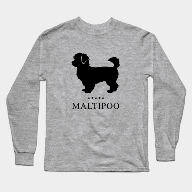 Maltipoo Black Silhouette Long Sleeve T-Shirt by millersye